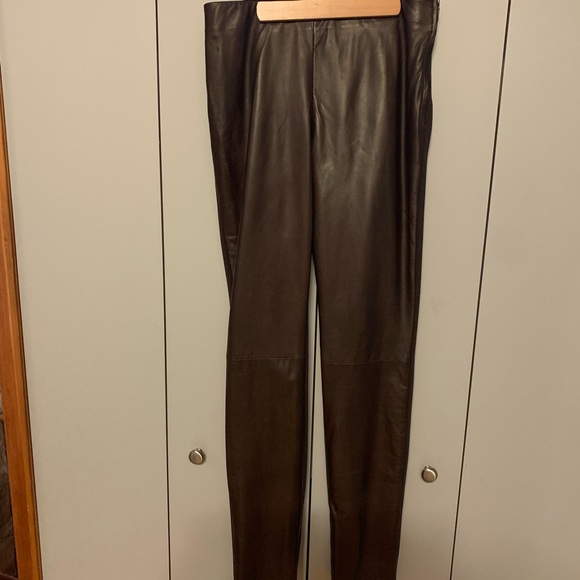 Danier Leather Chocolate Italian Leather Pants size 10 - Picture 6 of 6